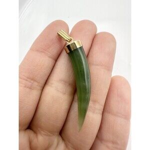 Vintage Nephrite Jade Horn Pendant